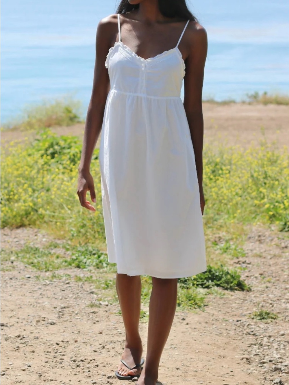St. George - White Lace-Trim Slip Dress
